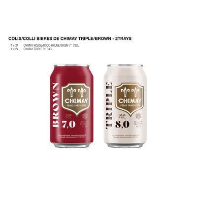F10/26 COLIS BIERES DE CHIMAY TRIPLE/BROWN CANS 33CL 2TRAYS